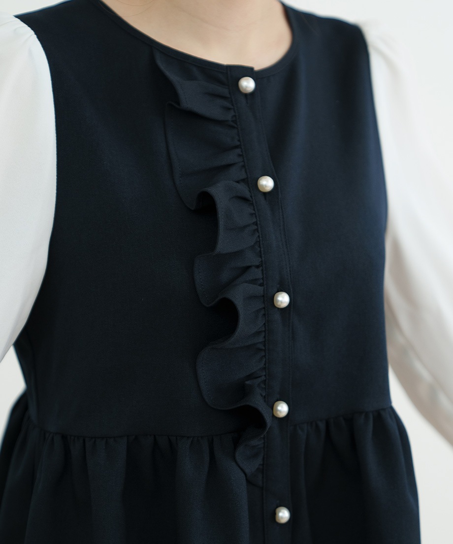 ウーリッシュアシメフリルペプラムベストブラウス