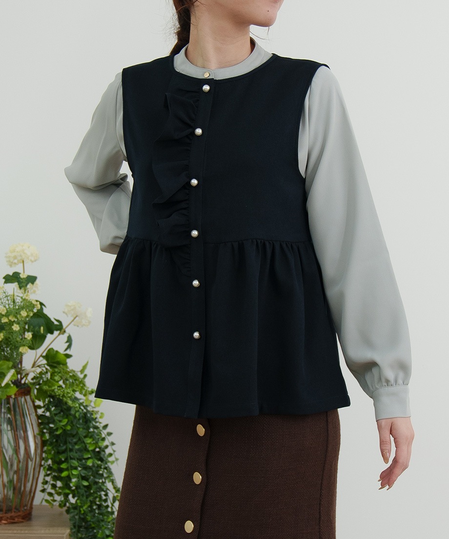 ウーリッシュアシメフリルペプラムベスト