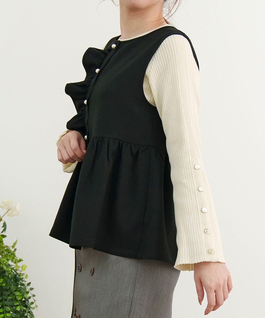 ウーリッシュアシメフリルペプラムベスト