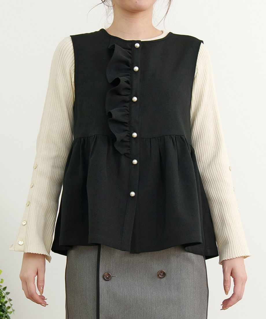 ウーリッシュアシメフリルペプラムベスト