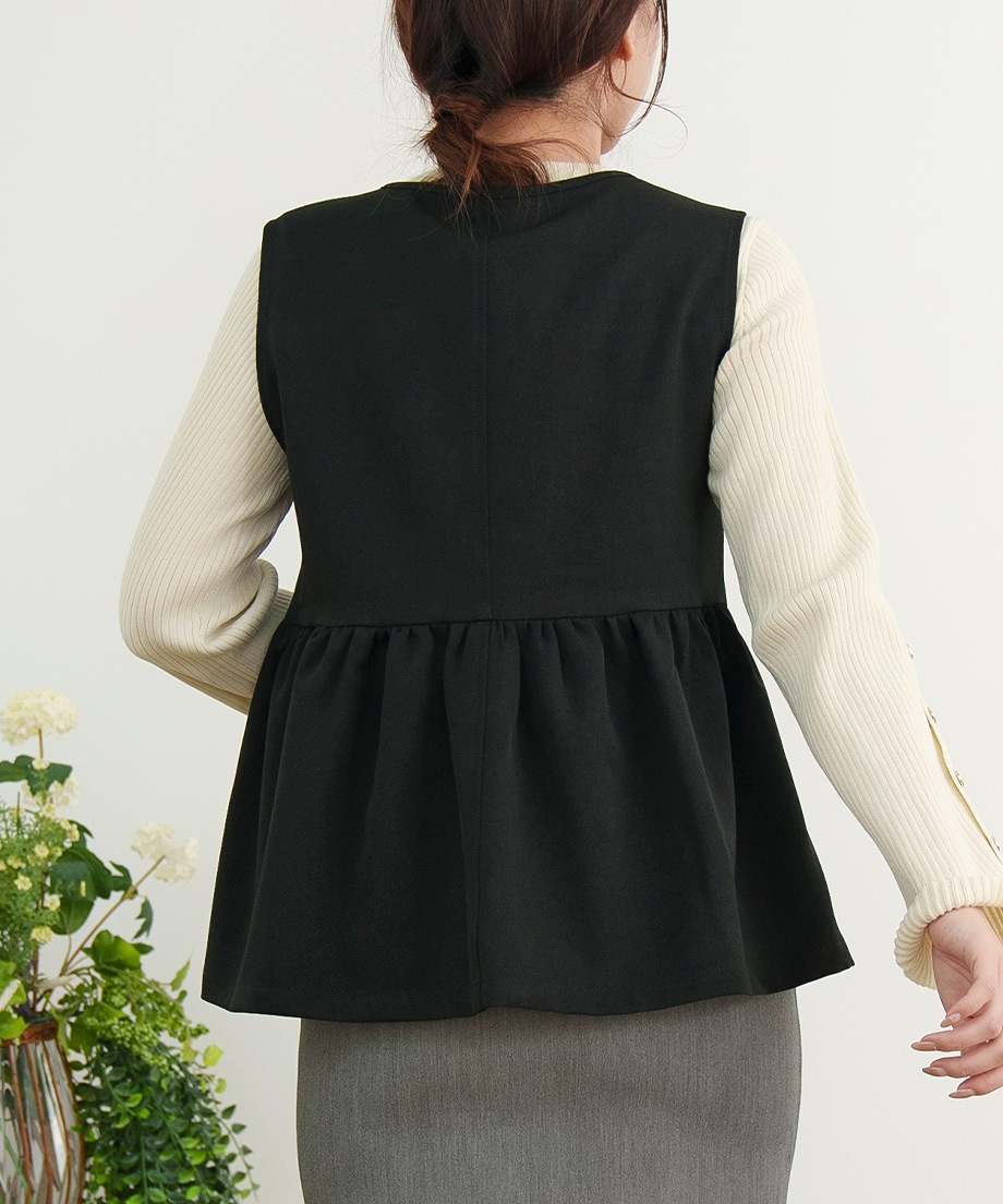 ウーリッシュアシメフリルペプラムベスト