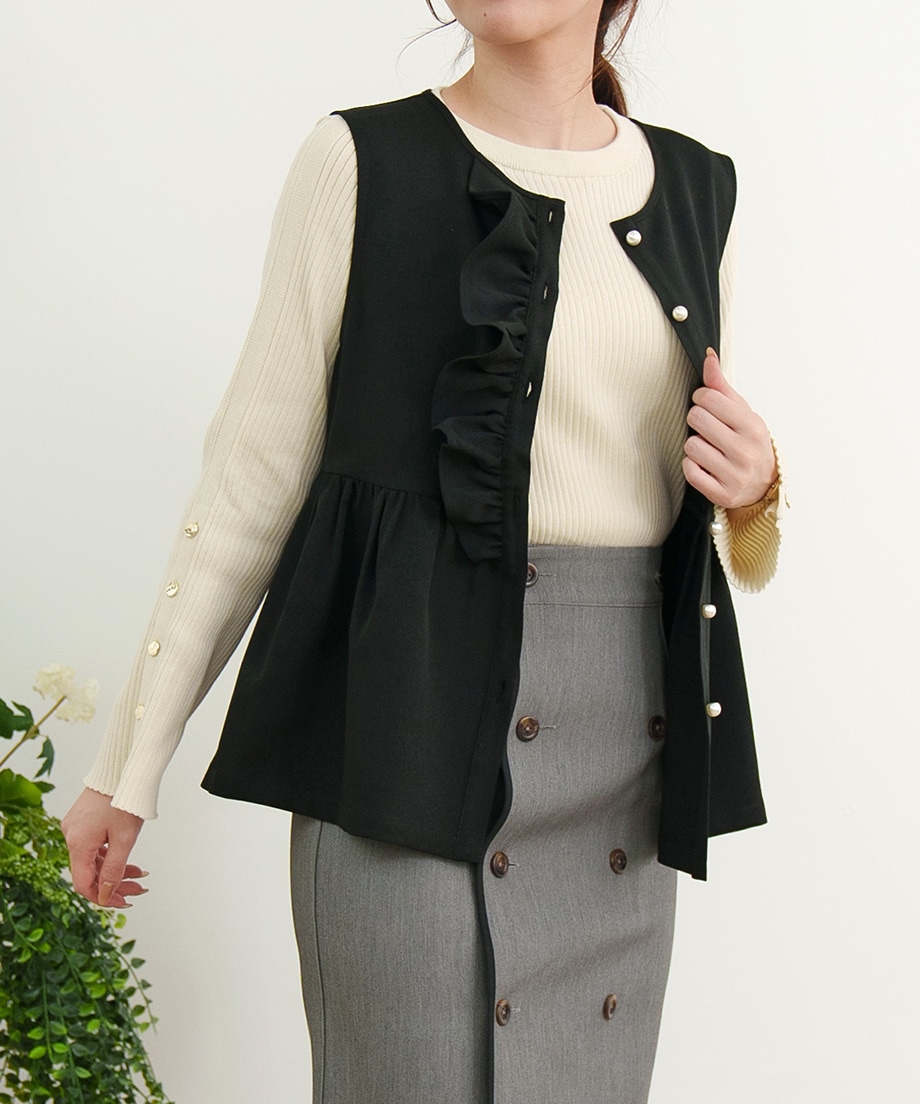 ウーリッシュアシメフリルペプラムベスト