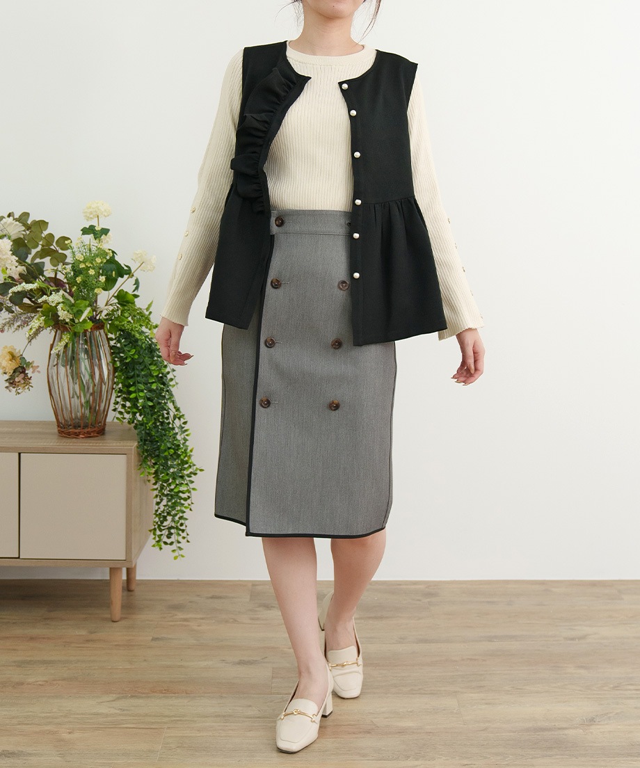 ウーリッシュアシメフリルペプラムベスト