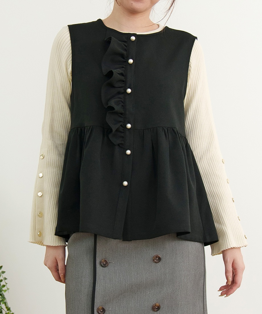 ウーリッシュアシメフリルペプラムベスト