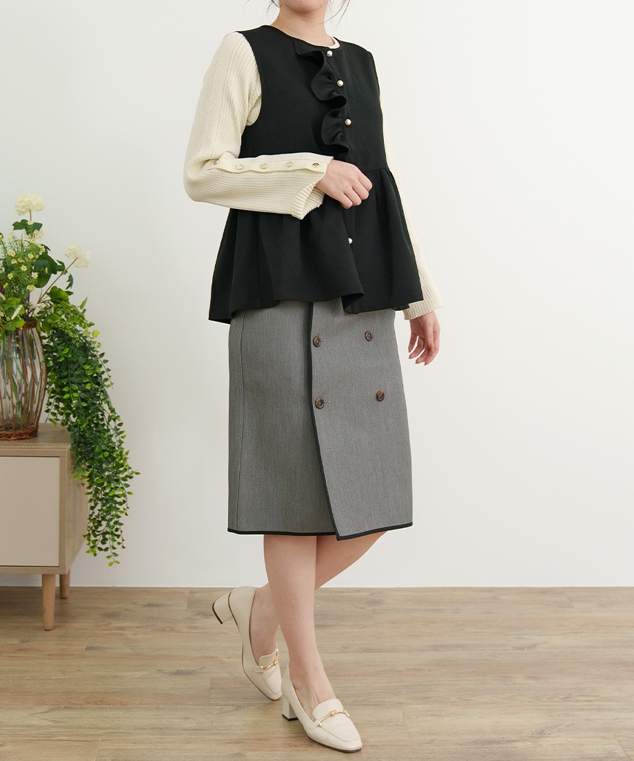 ウーリッシュアシメフリルペプラムベスト