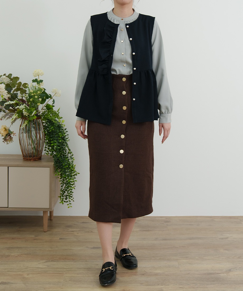 ウーリッシュアシメフリルペプラムベスト