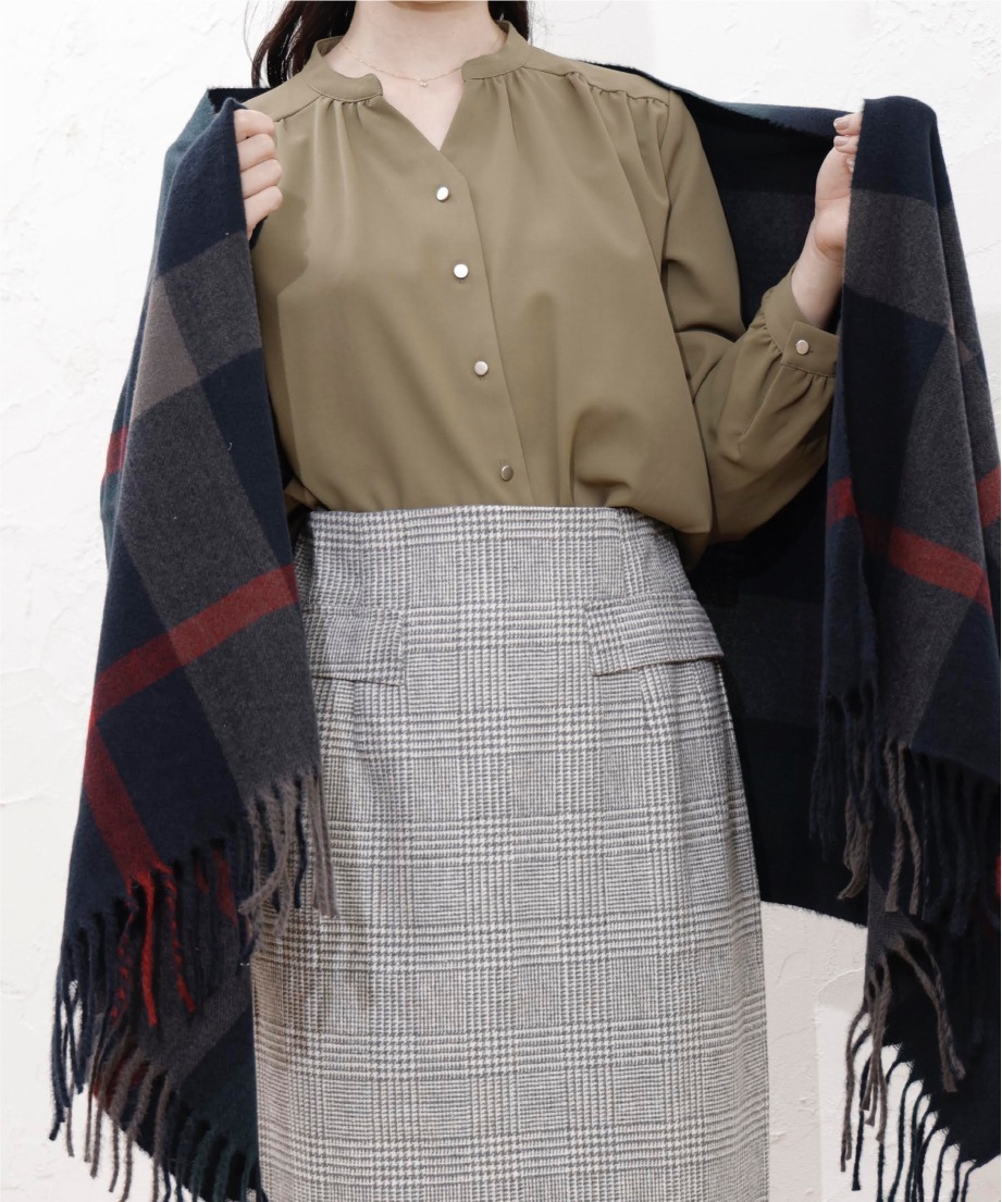 配色チェックマフラー