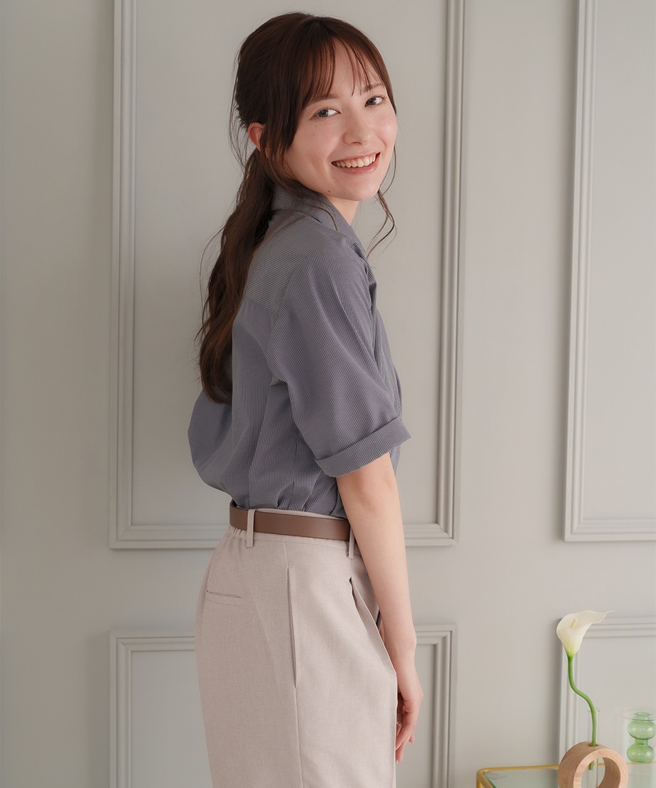 半袖ストライプシャツ