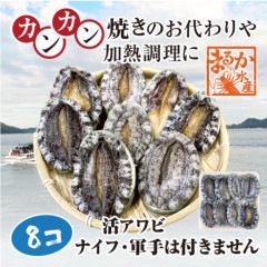 カンカン焼きのおかわりに!!活蝦夷あわび　8枚|簡単調理　カンカン焼き