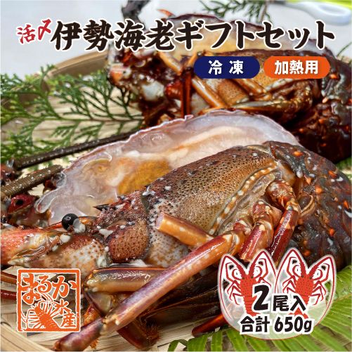 活〆伊勢海老（冷凍加熱用）ギフトセット 2尾入 650g（半割・真空パック・ギフトBOX入）送料無料 [冷凍伊勢海老]