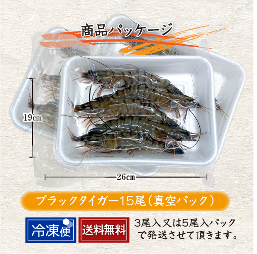 冷凍 有頭ブラックタイガー[冷凍海老]（入数：15尾）