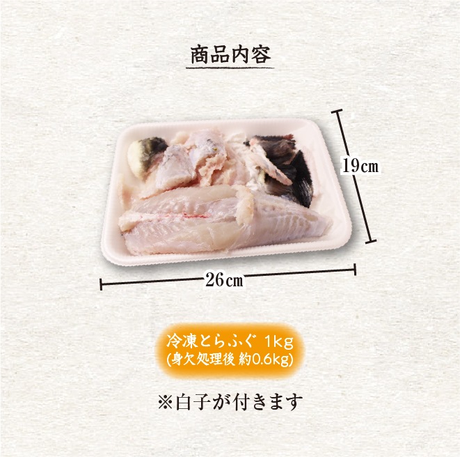 活とらふぐ身欠き 1.0kgサイズ 身欠処理（除毒）済/ 白子付 [活河豚]