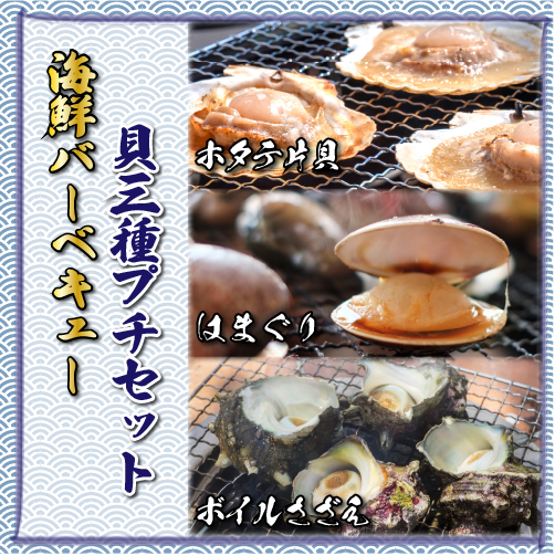 海鮮バーベキュー 貝3種プチセット（ホタテ5・はまぐり5・さざえ8）★[冷凍BBQ]