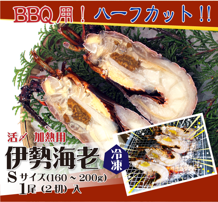 BBQ用 冷凍伊勢海老 160～200g Sサイズ ハーフカット [活〆伊勢海老]