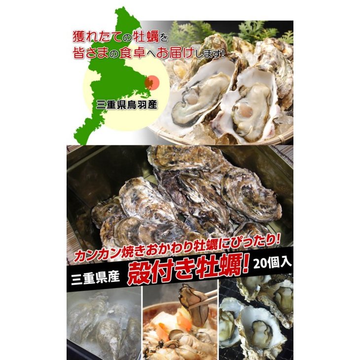 冷凍・おかわりに！　三重県産　殻付牡蠣　加熱用 冷凍　２０個