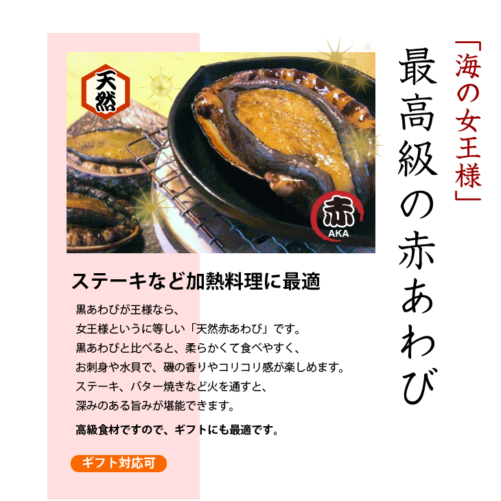 天然赤あわび（メガイアワビ）Lサイズ 200～240g 1枚 [あわび