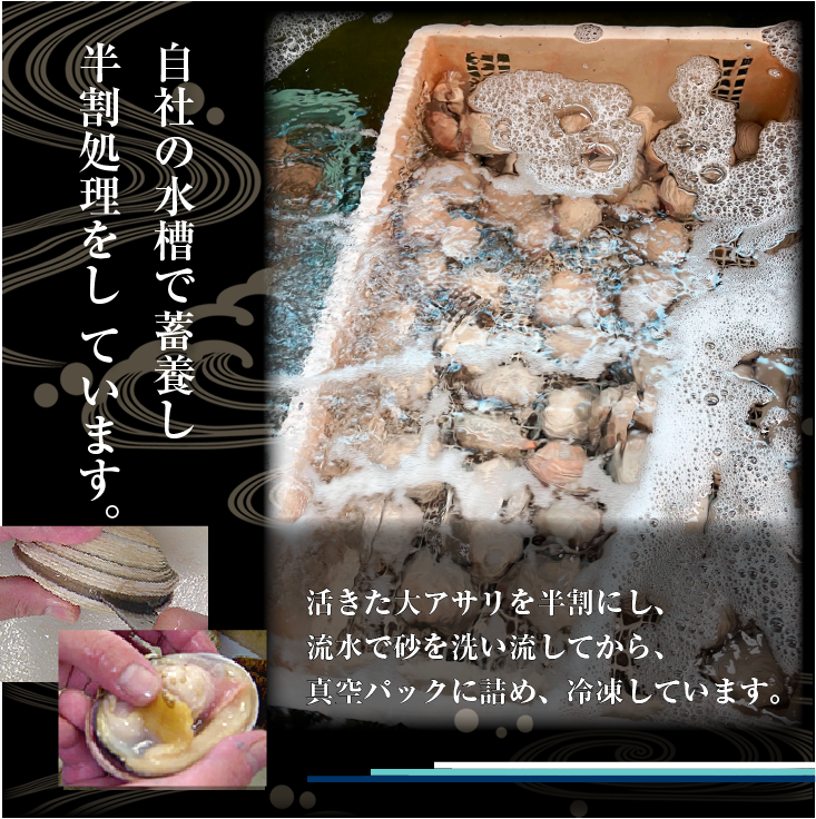 冷凍 大アサリ 半割済 タレ付 150/200gサイズ 5～7個（10～14切）1パック分 [大アサリ]