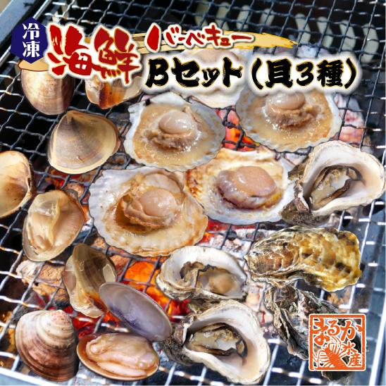 海鮮バーベキュー Bセット（貝3種）牡蠣10・はまぐり10・ホタテ片貝10 ★[冷凍BBQ]