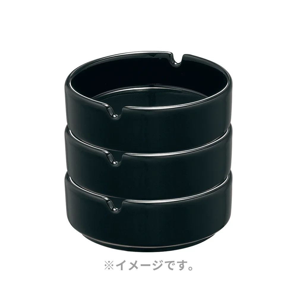 【6個入り】9cm灰皿 黒（陶器）