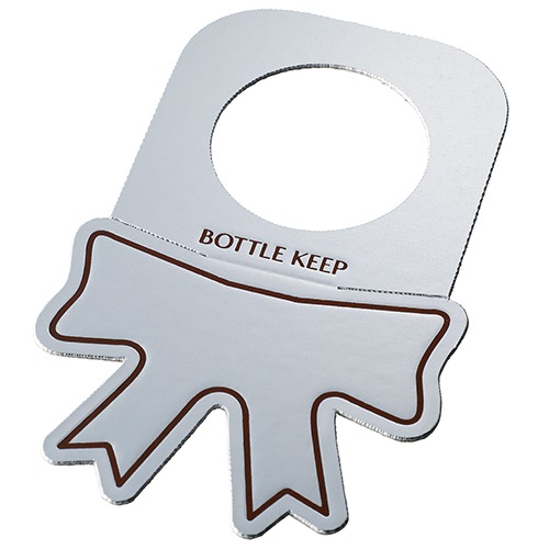 洋酒備品／ペーパーボトルタグ【リボン】銀　１００枚入　