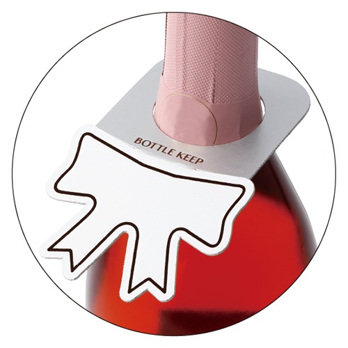 洋酒備品／ペーパーボトルタグ【リボン】銀　１００枚入　