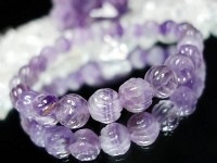 オリジナル天然石ラベンダーアメジスト薔薇彫り約8ミリ23粒|アメジスト（紫水晶）|石種別で探す