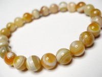 天然石3Aゴールデン色縞入りアゲート約8ミリ23粒数珠ブレス|アゲート（瑪瑙）|石種別で探す