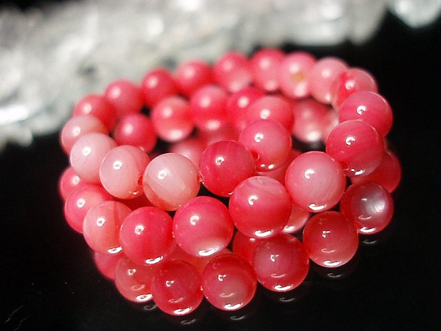 天然石3A可愛いピンクマザーオブパール約6ミリシラー効果数珠ブレス