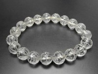 天然石3A水晶蓮華彫り約10mm数珠ブレスレット