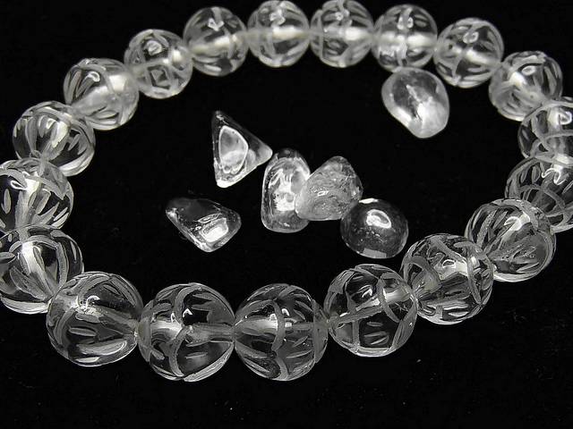 天然石3A水晶蓮華彫り約10mm数珠ブレスレット | 石種別で探す