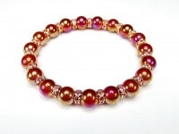 オシャレ天然石4Aオーラカーネリアン8ミリ豪華ロンデル数珠