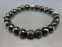 【魔除け】天然石3Aオブシディアン面カット約8ミリブレス|オブシディアン（多色）|石種別で探す