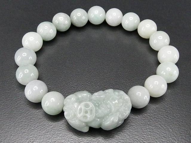 天然石ひすい本翡翠ヒキュウ彫り約10mmブレスレット貔貅金運蓄財運
