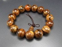 癒しの香り天然フラワー縞入り楠木約15mm数珠ブレスレット|木製類|石種別で探す