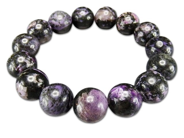 黒チャロアイト大玉14mmブレスレット3大ヒーリング天然石M20-11