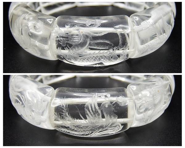 開運水晶バングルブレスレット龍鳳呈祥手彫りレア仕様天然石石街 | 石