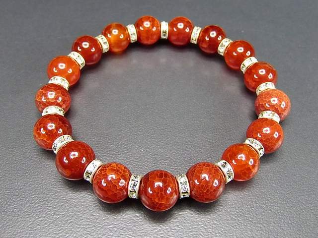 レッドドラゴンアゲート10mmロンデルブレスレット邪気払い天然石石街
