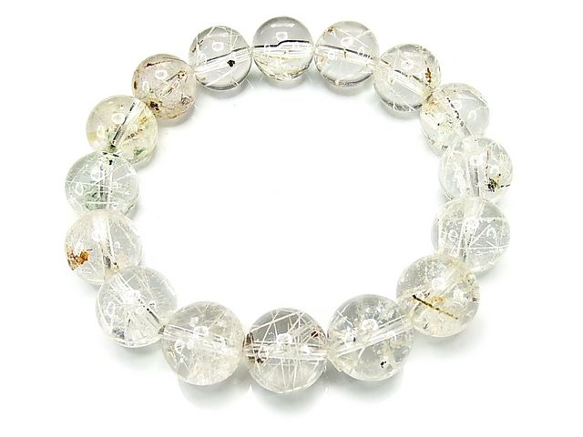 逸品天然石氷霜ルチルクォーツ大玉約13mm強ブレスレット石街