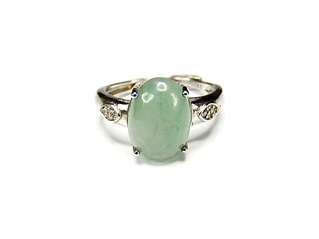 一点物良質ひすい指輪本翡翠天然石銀925リング約13号石街U0249