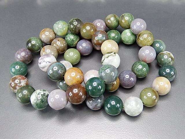 天然石多彩AA+インドメノウ約12ミリ強ブレスレット石街 | 石種別で探す