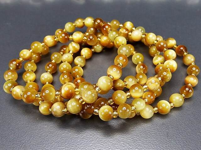 極美色合い良好ミルキーゴールデンタイガーアイ6.5mm天然石