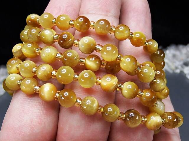 極美色合い良好ミルキーゴールデンタイガーアイ6.5mm天然石