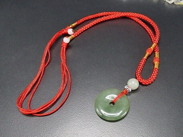 天然石　翡翠ネックレス　平安扣 18k 18K純金天然緬甸A貨翡翠白冰平安扣墜子項鍊Pine St. Jewelry