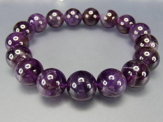 愛の守護石AAAアメジスト濃い目約12mmブレスレット天然石石街