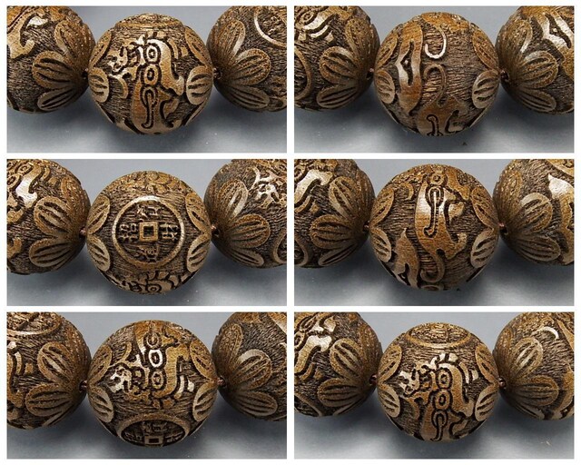 金銭ヒキュウ精工彫り陰沈木木製数珠20mmブレスレット石街 | 石種別で