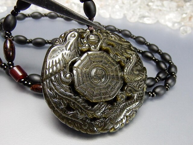 #2053 ♡ゴールドオブシディアン&モリオン&水晶天然石♡マクラメネックレス 2053 ♡ゴールドオブシディアン&モリオン&水晶天然石♡マクラメ