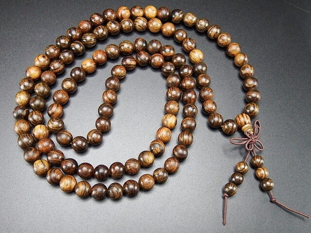 虎紋檀木約8mm108粒木製長数珠ネックレス4層ブレスレット | 石種別で