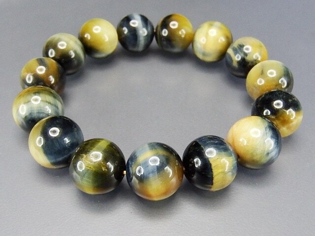 極美AAAミルキーミックスタイガーアイ約14mmブレスレット天然石仕事運