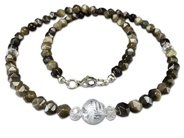 #2096 ♡ゴールドオブシディアン&フロスト水晶天然石♡マクラメネックレス 2096 ♡ゴールドオブシディアン&フロスト水晶天然石♡マクラメネックレス