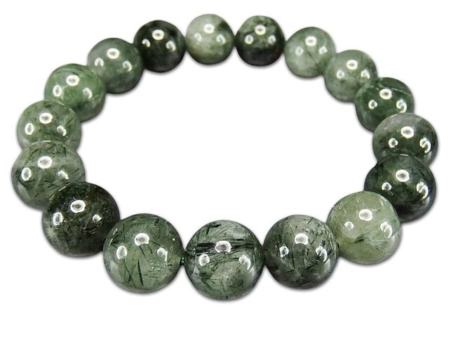 グリーンルチルクォーツ　天然石ブレスレット　心を穏やかに整える グリーンルチルクォーツ 天然石ブレスレット 心を穏やかに整える